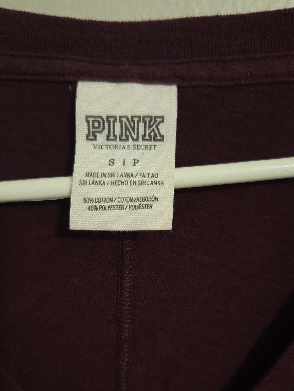 PINK Victoria's Secret V‑Neck Long Sleeve Top in Plum - Picture 2 of 4